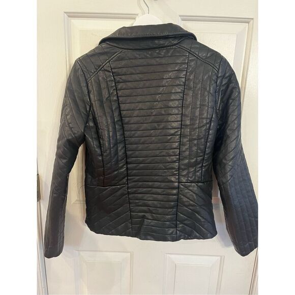 Guess Black Faux Leather Moto Jacket sz S EUC - Picture 8 of 9